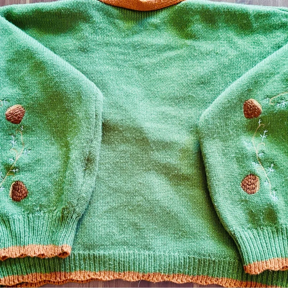 Unbranded Sz L Green and Brown Women's Cardigan with Embroidered Fox Design - Picture 5 of 10